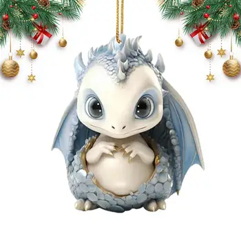 Рождественские украшения для малышей с драконами, Акриловый 2D мультфильм, Яйцо с драконами, Украшение для Рождественской елки, Подвеска для автомобиля, Украшение для сумки, Украшение для дома