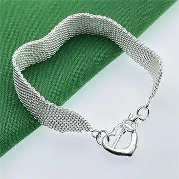 Роскошные дизайнерские браслеты-цепочки из стерлингового серебра 925 пробы для женщин с застежкой в виде сердца, свадебные аксессуары, модные великолепные украшения