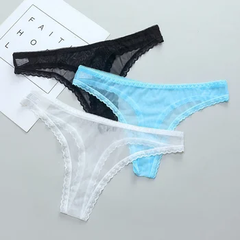 Сексуальные прозрачные трусики-стринги, женские кружевные прозрачные сетчатые низы, бесшовные футболки с низкой посадкой, Нижнее белье, женская одежда