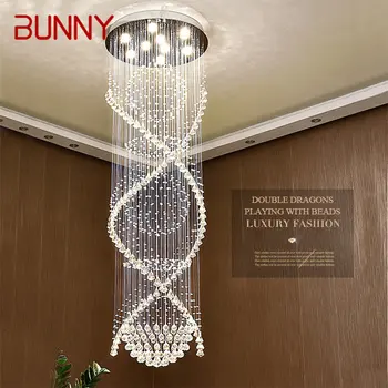 Современный хрустальный подвесной светильник BUNNY LED Creative Luxury Chandelier Lights для дома Гостиной Виллы Лестницы