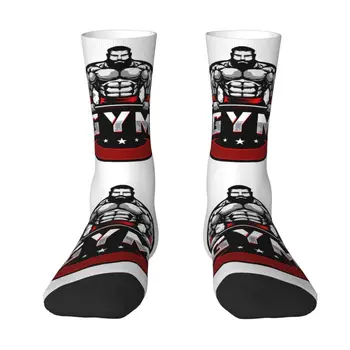 Спортивные носки для бодибилдинга с забавным принтом для женщин и мужчин, Эластичные Летние, осенне-зимние Носки для фитнеса Muscle Crew