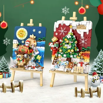 Строительные блоки для мини-Рождественской елки, детские строительные игрушки, диорама-головоломка 