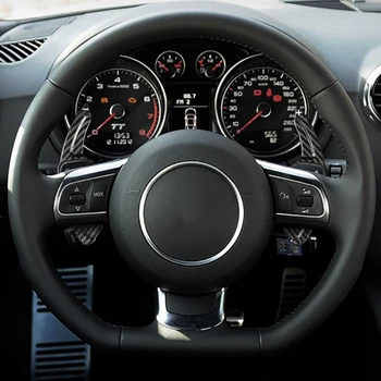 углеродное волокно для Audi A3/A5/A7/A8/TT/S3/Q3 Q5 R8 Q7 Рычаг переключения передач рулевого колеса аксессуары для интерьера черный и красный