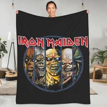 Фланелевое одеяло I-Iron Album Maiden Rock Music Мягкое теплое покрывало для путешествий на свежем воздухе, Графическое покрывало для дивана, Покрывало для кровати