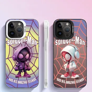 Чехол Marvel Cute Spider Man Case для Apple iPhone 15 Pro Max 11 14 Plus 13 XS Max 12 Pro XR X 11 Pro с Роскошным Мягким Чехлом Официальная Сумка