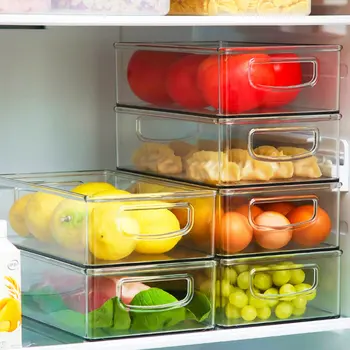 Штабелируемый Органайзер для холодильника Ящик для хранения Прозрачный Ящик холодильника Пластиковые Контейнеры для хранения Холодильника Кладовая для продуктов