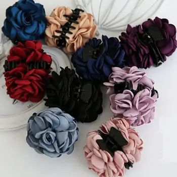 Элегантный Модный Корейский шифоновый подарок Леди Роза Цветок заколка для волос коготь Челюсть Зажим для волос